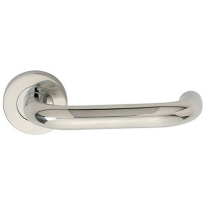 Pair 19mm Round Bar Safety Handle On Round Rose Concealed Fix Polished Steel from B&Q