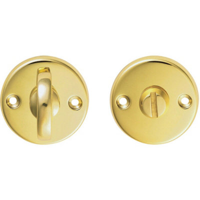  - Slim Bathroom Thumbturn Lock And Release Handle 45mm Dia Polished Brass