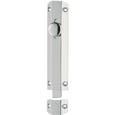 Surface Mounted Flat Sliding Door Bolt Lock 102 X 36mm Polished Chrome from B&Q