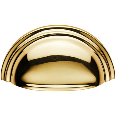 B&Q -  Victorian Cup Pull Handle Polished Brass 92 X 46mm 76mm Fixing Centres
