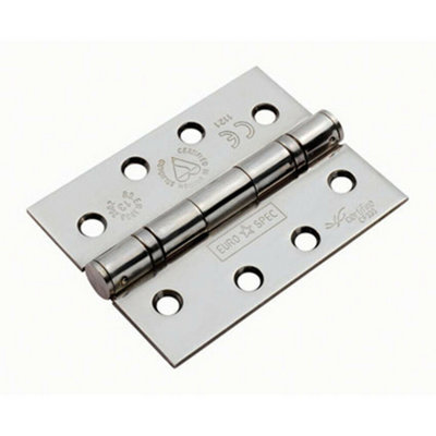  - 3 Pack 102 X 76mm Ball Bearing Hinge Bright Stainless Steel Interior Door