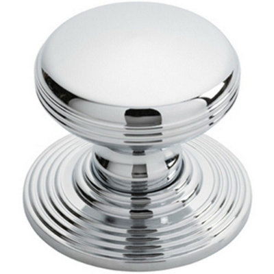 Loops Smooth Ringed Cupboard Door Knob 35mm Dia Polished Chrome Cabinet Handle from B&Q