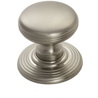 Loops Smooth Ringed Cupboard Door Knob 35mm Dia Satin Nickel Cabinet Handle from B&Q