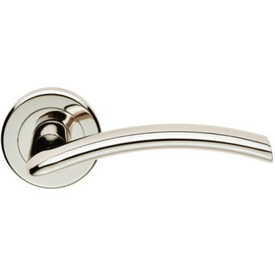 Pair Flat Arched Style Handle On Round Rose Concealed Fix Polished Nickel from B&Q