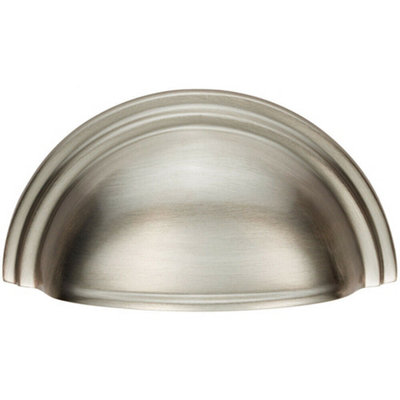 B&Q -  Victorian Cup Pull Handle Satin Nickel 92 X 46mm 76mm Fixing Centres