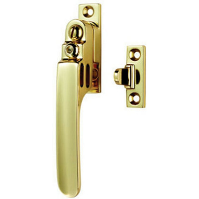  - Locking Casement Window Fastener With Night Vent 16 X 60mm Polished Brass