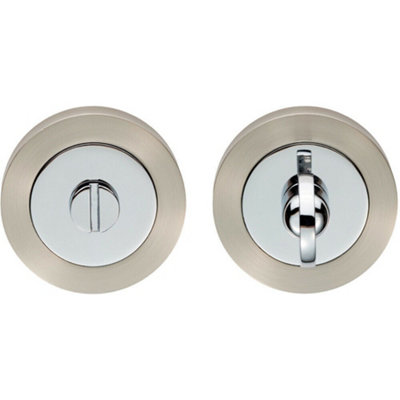 Thumbturn Lock And Release Handle 50mm Diameter Round Rose Nickel & Chrome