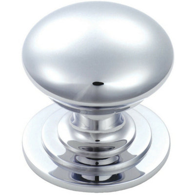 Loops Victorian Round Cupboard Door Knob 50Mm Dia Polished Chrome Cabinet Handle