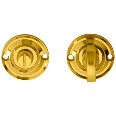  - Small Bathroom Thumbturn Lock And Release Handle 67mm Spindle Polished Brass