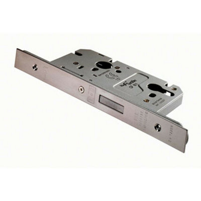Architectural Din Euro Profile Deadlock 60mm Backset Satin Stainless Steel from B&Q
