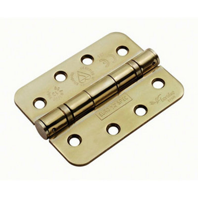  - Pair 102 X 76 X 3mm Ball Bearing Hinge Rounded Stainless Brass Interior Door