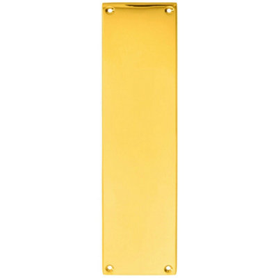 Loops Unisex Metallics Plain Victorian Door Finger Plate 298 X 73Mm Polished Brass Push Plate In - Image 2