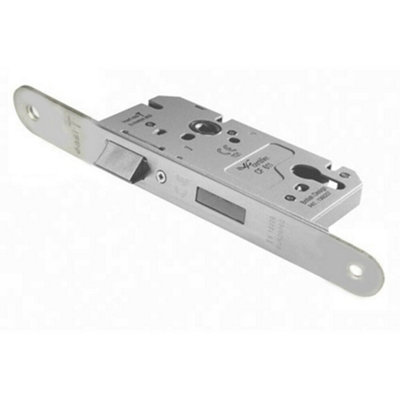 Architectural Din Euro Profile Sashlock Radius Forend Satin Stainless Steel from B&Q