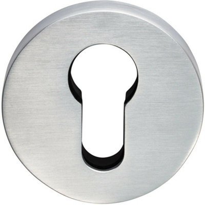 52mm Euro Profile Escutcheon Concealed Fix Satin Chrome Keyhole Cover from B&Q