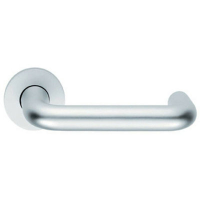 Pair 19mm Round Bar Safety Lever On Round Rose Dda Compliant Satin Aluminium from B&Q