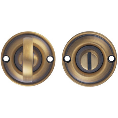  - Small Bathroom Thumbturn Lock And Release Handle 67mm Spindle Antique Bronze