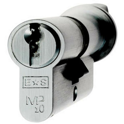  - 64mm Euro Cylinder & Thumbturn Lock Keyed To Differ 10 Pin Polished Chrome