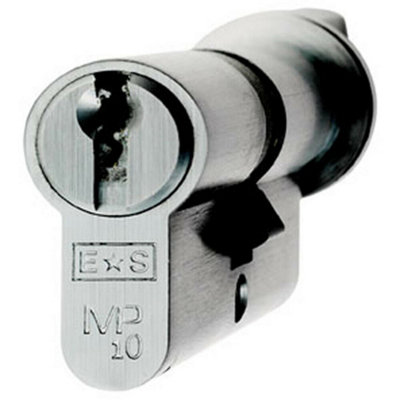 64mm Euro Cylinder & Thumbturn Lock Keyed To Differ 10 Pin Satin Chrome