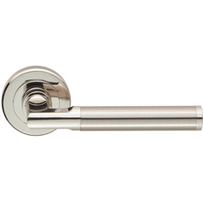  - Pair Sectional Round Bar With Mitred Corner Concealed Fix Polished Satin Nickel