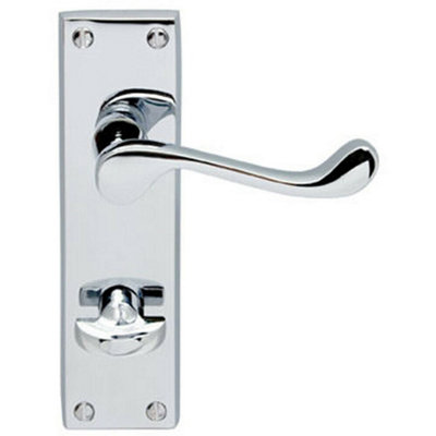 - Pair Victorian Scroll Lever On Bathroom Backplate 155 X 41mm Polished Chrome