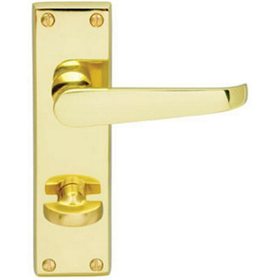  - Victorian Flat Lever On Bathroom Backplate Handle 150 X 42mm Polished Brass