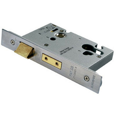 Euro Profile Architectural Sashlock 76mm Satin Stainless Steel Door Latch from B&Q