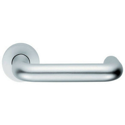 Pair 22mm Round Bar Safety Lever On Round Rose Dda Compliant Satin Aluminium from B&Q