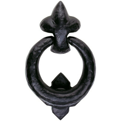 Ornate Ring Door Knocker Strike Plate Included 85.5mm Ring Black Antique from B&Q