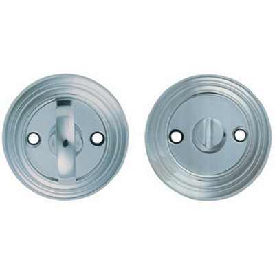 Bathroom Thumbturn And Release Handle Reeded Design 55mm Dia Polished Chrome