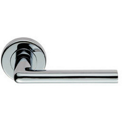  - Pair Rounded Straight Bar Handle Concealed Fix Round Rose Polished Chrome