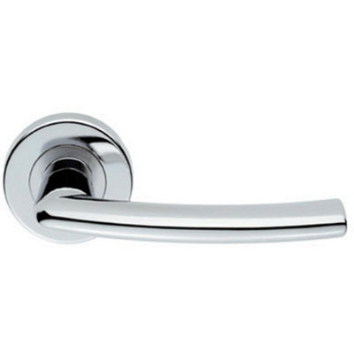  - Pair Oval Shaped Curved Bar Handle Concealed Fix Round Rose Polished Chrome