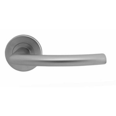  - Pair Oval Shaped Curved Bar Handle Concealed Fix Round Rose Satin Chrome