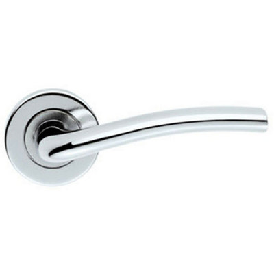  - Pair Raised Lever With Smooth Edges Concealed Fix Round Rose Polished Chrome