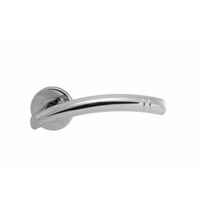  - Pair Arched Round Bar Lever With Ring Detailing Concealed Fix Polished Chrome