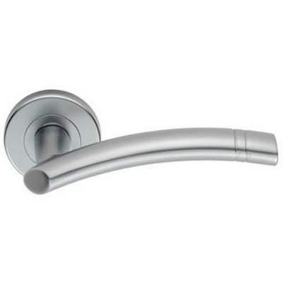  - Pair Arched Round Bar Handle With Ring Detailing Concealed Fix Satin Chrome