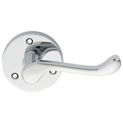  - Pair Victorian Scroll Lever On 58mm Round Rose Polished Chrome Door Handle