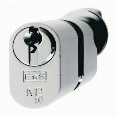 B&Q 64Mm Oval Cylinder & Turn Lock Keyed Alike 10 Pin Satin Chrome Door Lock