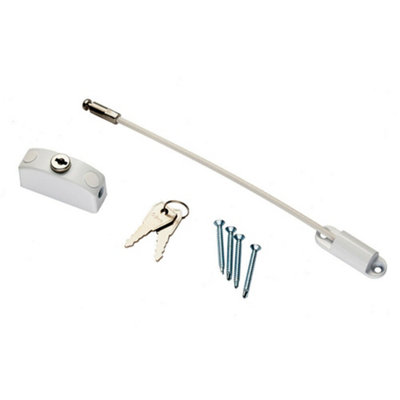 Lockable Cable Window & Door Restrictor Keys Included 215mm White Pvc