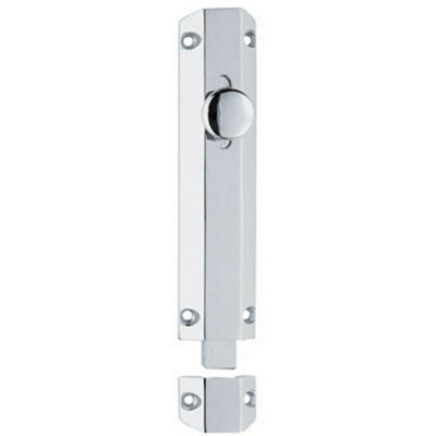 Surface Mounted Flat Sliding Door Bolt Lock 202 X 36mm Polished Chrome from B&Q