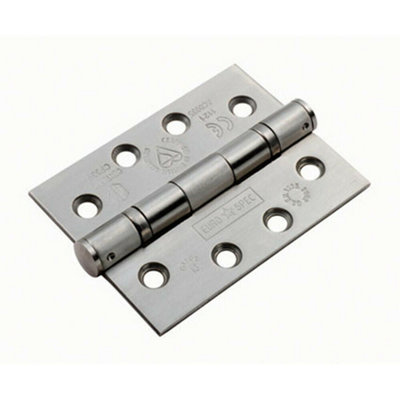  - Pair 102 X 76 X 3mm Ball Bearing Hinge Satin Stainless Steel Interior Door