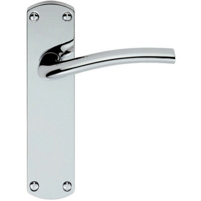  - Rounded Curved Bar Handle On Latch Backplate 170 X 42mm Polished Chrome