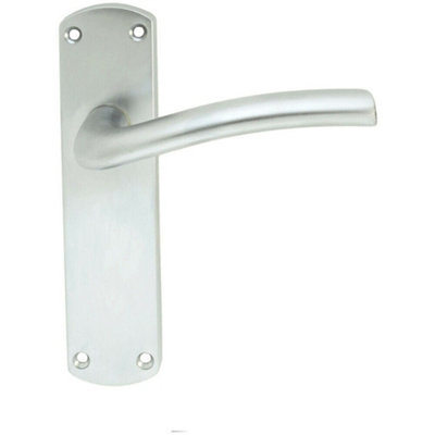 - Pair Rounded Curved Bar Handle On Latch Backplate 170 X 42mm Satin Chrome
