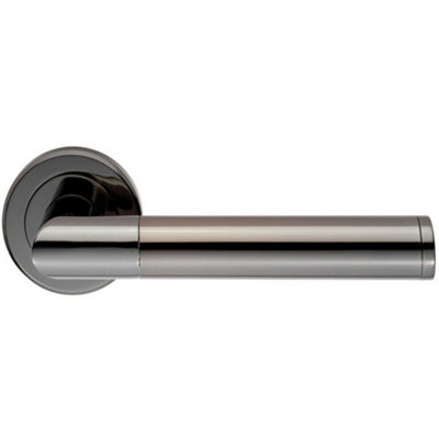  - Pair Sectional Round Bar Handle On Round Rose Concealed Fix Black Nickel