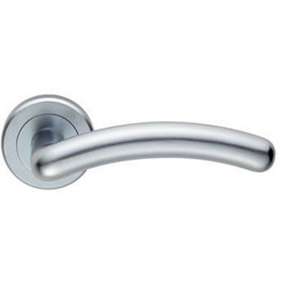 Pair Arched Round Bar Handle On Concealed Fix Round Rose Satin Chrome from B&Q