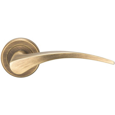 Pair Arched Tapered Handle On Round Rose Concealed Fix Antique Brass from B&Q
