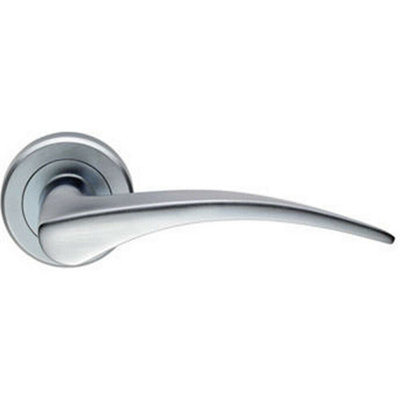  - Pair Arched Tapered Handle On Round Rose Concealed Fix Satin Chrome