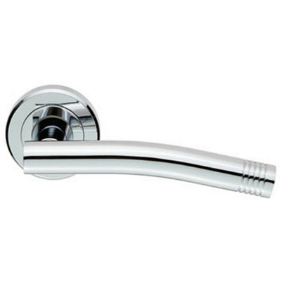  - Pair Round Bar Handle With Arch Concealed Fix Round Rose Polished Chrome