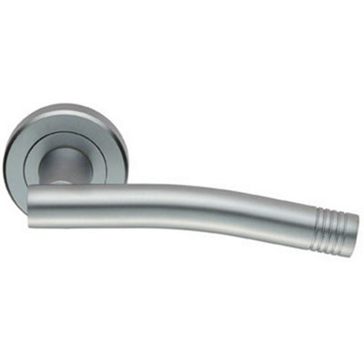 B&Q Pair Round Bar Handle With Arch Concealed Fix Round Rose Satin Chrome