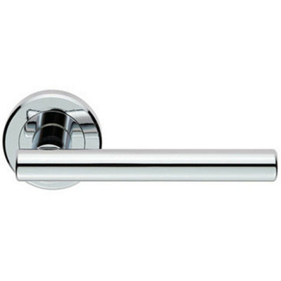  - Pair Straight T Bar Handle On Round Rose Concealed Fix Polished Chrome