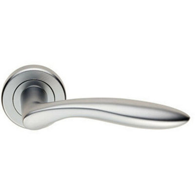 B&Q Pair Smooth Ergonomic Handle On Round Rose Concealed Fix Satin Chrome